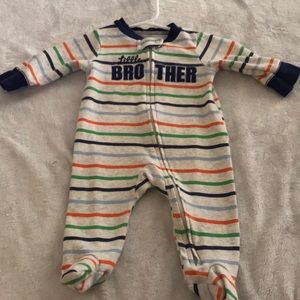 Stripped zipper onesie